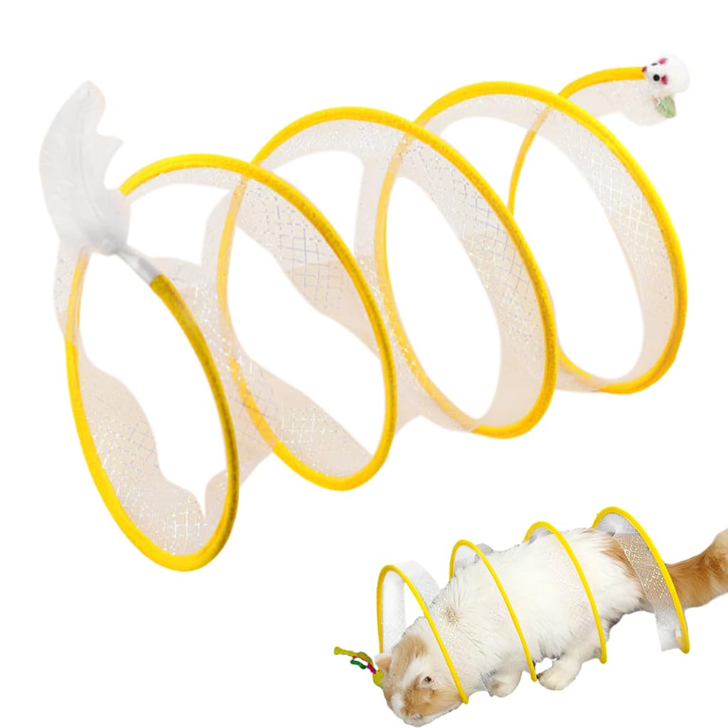 Qpets® Cat Tunnel for Indoor Cats, Elastic Spring Tunnel CatPlaying Toys with Feather Tail, Teaser Toy for Cat, Small Pet Qpets® Cat Tunnel for Indoor Cats, Elastic Spring Tunnel CatPlaying Toys with Feather Tail, Teaser Toy for Cat, Small Pet